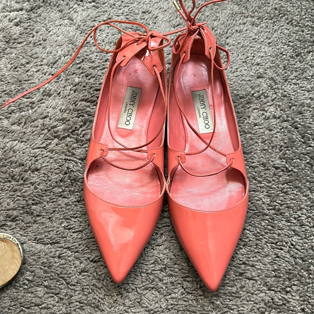 Jimmy Choo Pink Strapy Flats